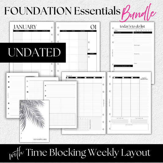Undated "Time Block" FOUNDATIONS Essentials Bundle | A5, 6-ring Punch
