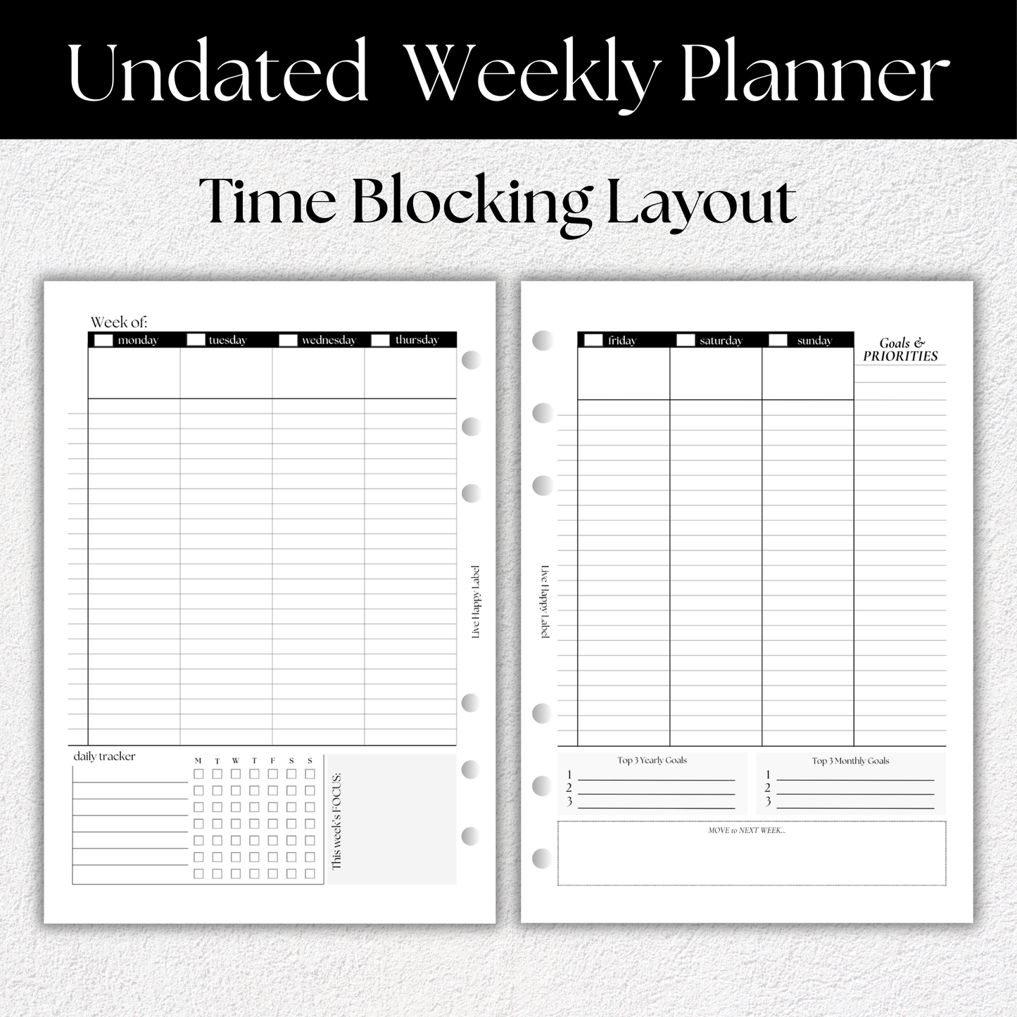 Undated "Time Block" FOUNDATIONS Essentials Bundle | A5, 6-ring Punch