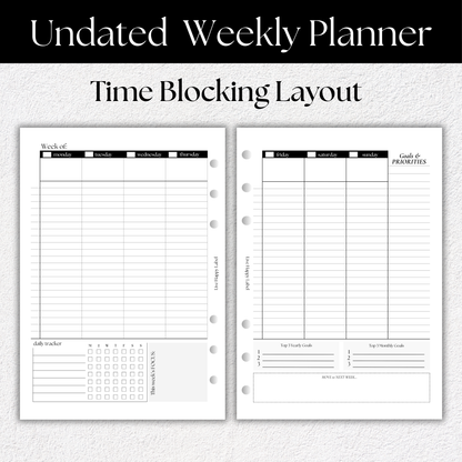 Undated "Time Block" FOUNDATIONS Essentials Bundle | A5, 6-ring Punch