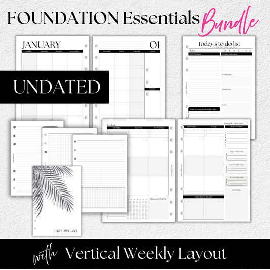 Undated "Vertical" FOUNDATIONS Essentials Bundle | A5, 6-ring Punch