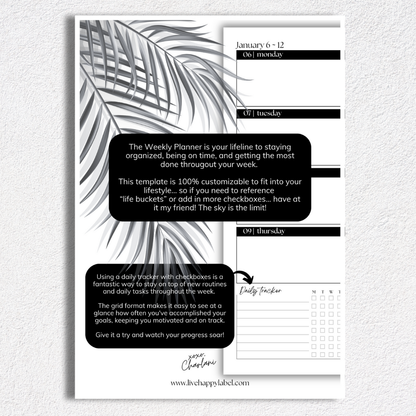 2025-2026 Weekly Planner Inserts ~ Horizontal Format ~ Dated | A5, 6-ring Punch