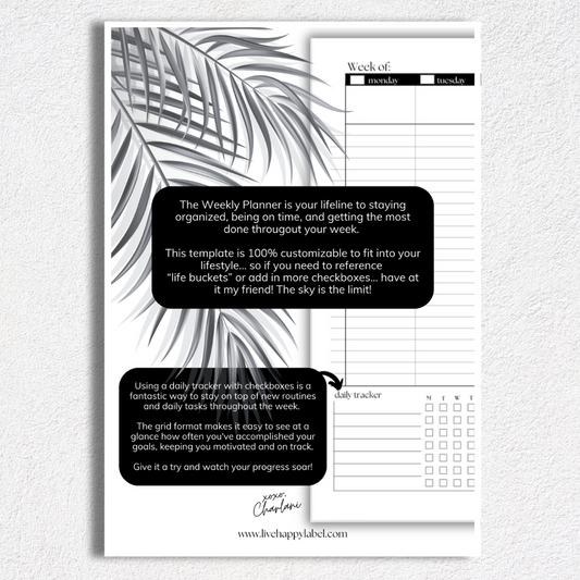 Undated Weekly Planner Inserts ~ Time Blocking Format | A5, 6-ring Punch