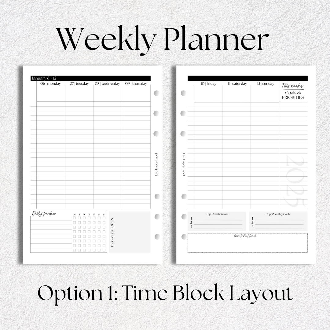 2025 Dated "Time Block" FOUNDATIONS Planning Essentials Bundle | A5, 6-ring Punch