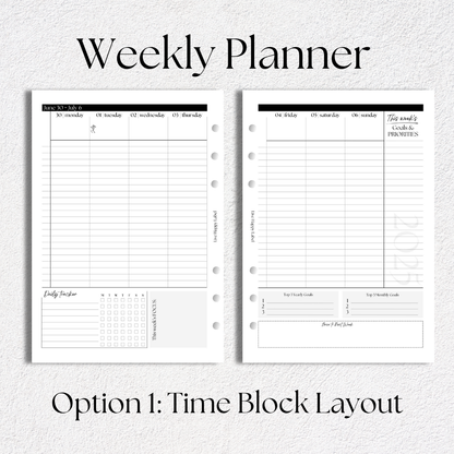 2025/2026 Dated "Time Block" FOUNDATIONS Planning Essentials Bundle | A5, 6-ring Punch
