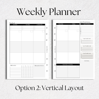 "Undated" Tropical Bloom Planner Set | Vertical Layout | A5, 6-ring