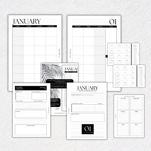 2026 Monthly Calendar Inserts ~ Dated | A5, 6-ring Punch