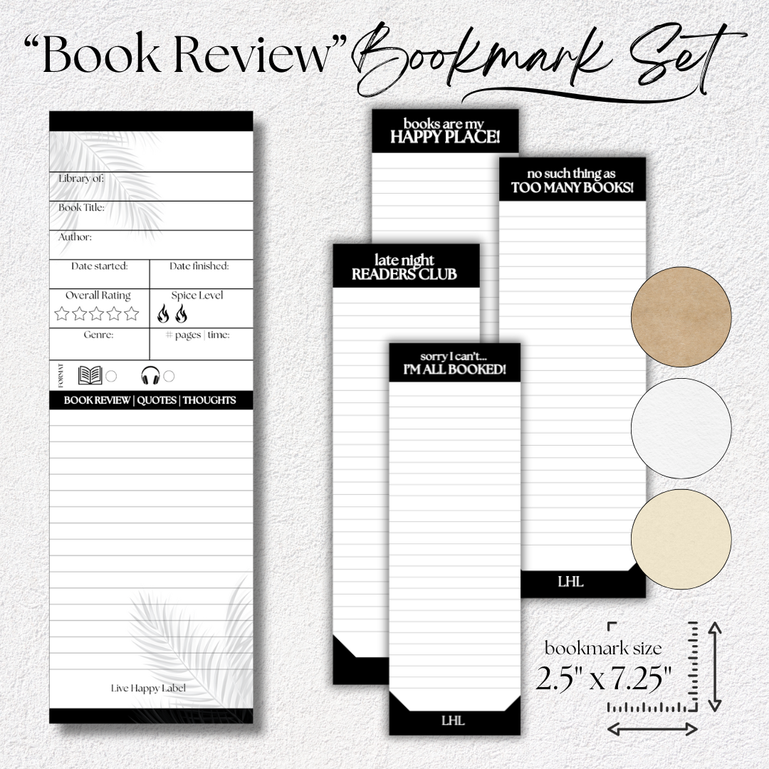 "Book Review" Bookmarks - Set of 4