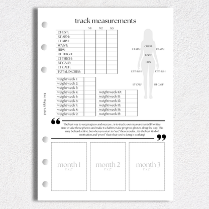 Health & Fitness Tracking Inserts | A5, 6-ring Punch