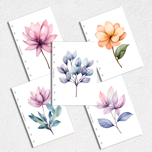 Florals Dashboards & Covers | Set of 5 | A5, 6-Ring Punch