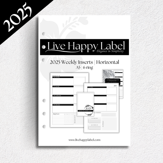 2025 Weekly Planner Inserts ~ Horizontal Format ~ Dated | A5, 6-ring Punch