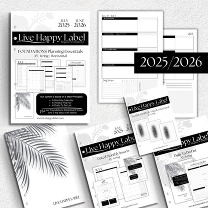 2025/2026 Dated "Horizontal" FOUNDATIONS Planning Essentials Bundle | A5, 6-ring Punch