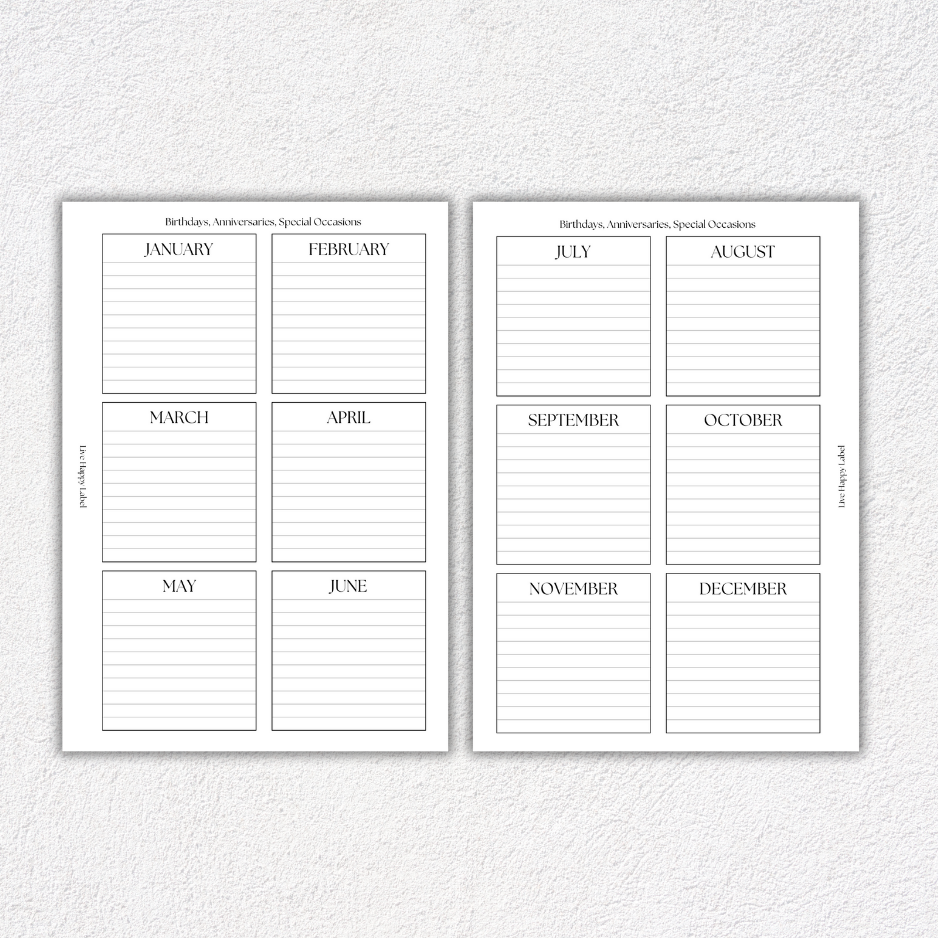 2026 Monthly Calendar Inserts ~ Dated | A5, 6-ring Punch