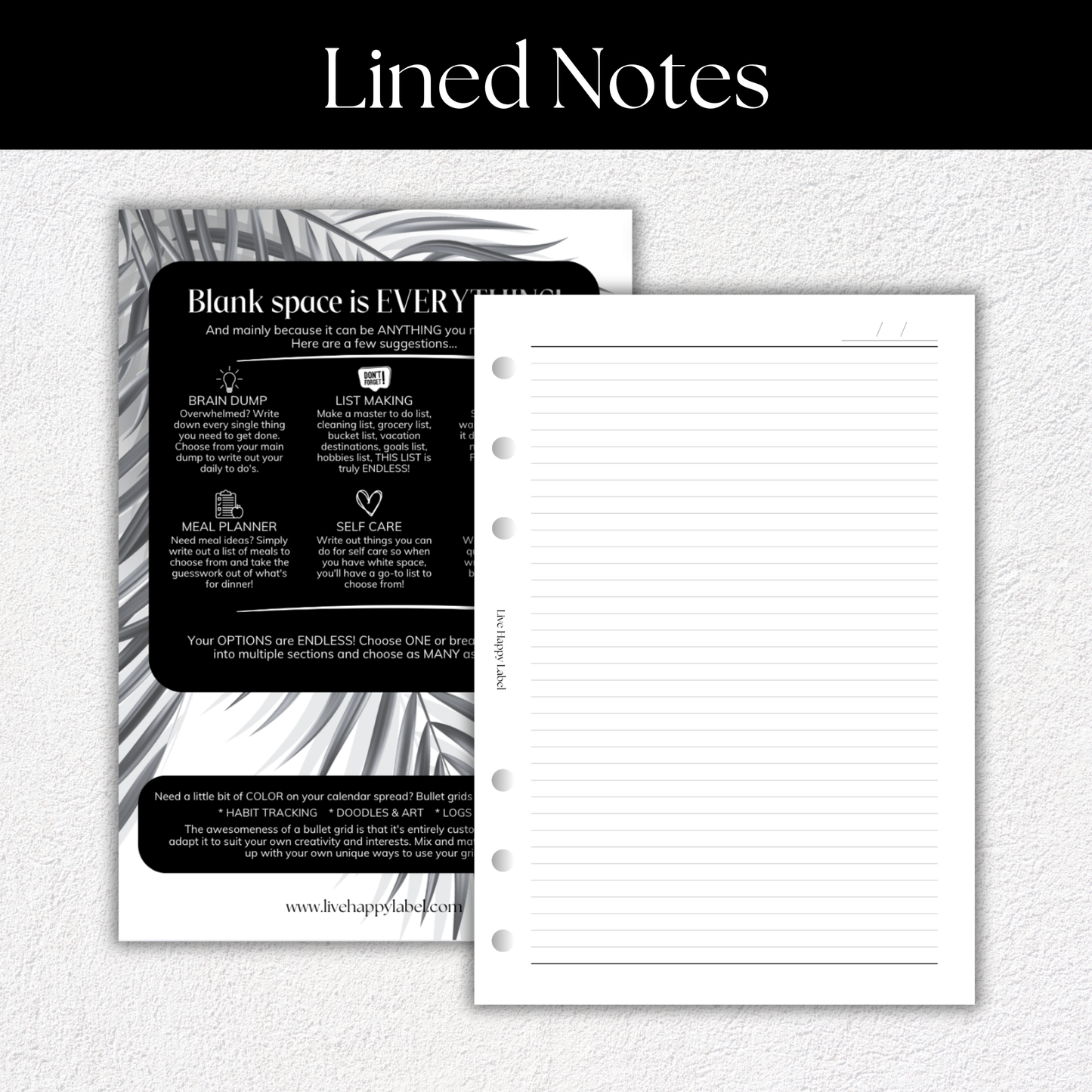 Lined Note Pages | A5, 6-ring Punch