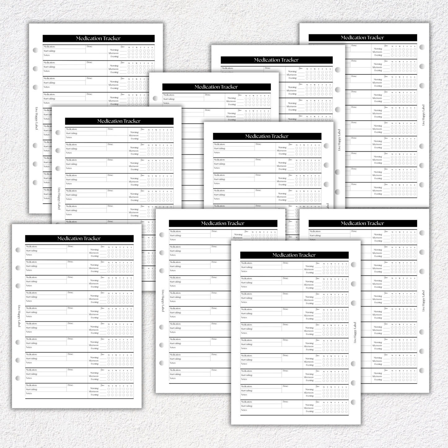 Medications Tracker ~ Medical Planner Inserts | A5, 6-ring Punch