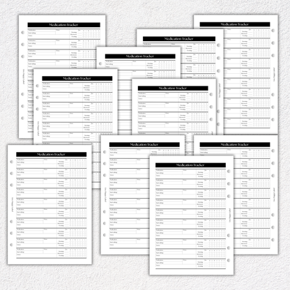 Medications Tracker ~ Medical Planner Inserts | A5, 6-ring Punch