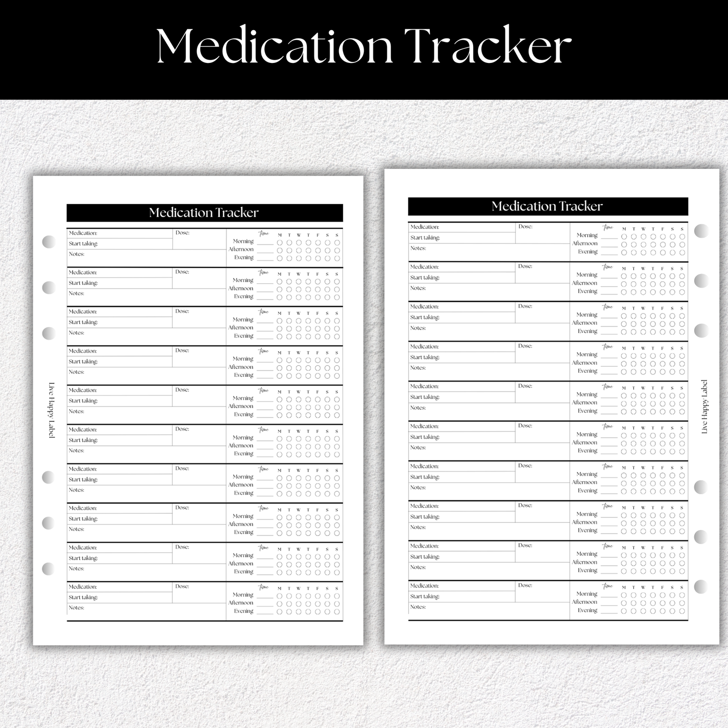 Medications Tracker ~ Medical Planner Inserts | A5, 6-ring Punch
