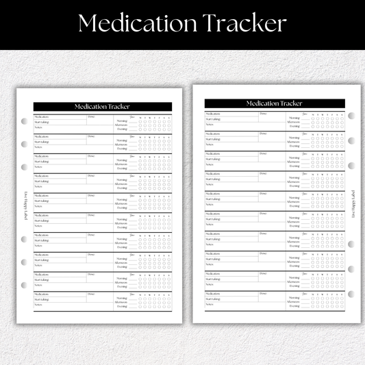 Medications Tracker ~ Medical Planner Inserts | A5, 6-ring Punch