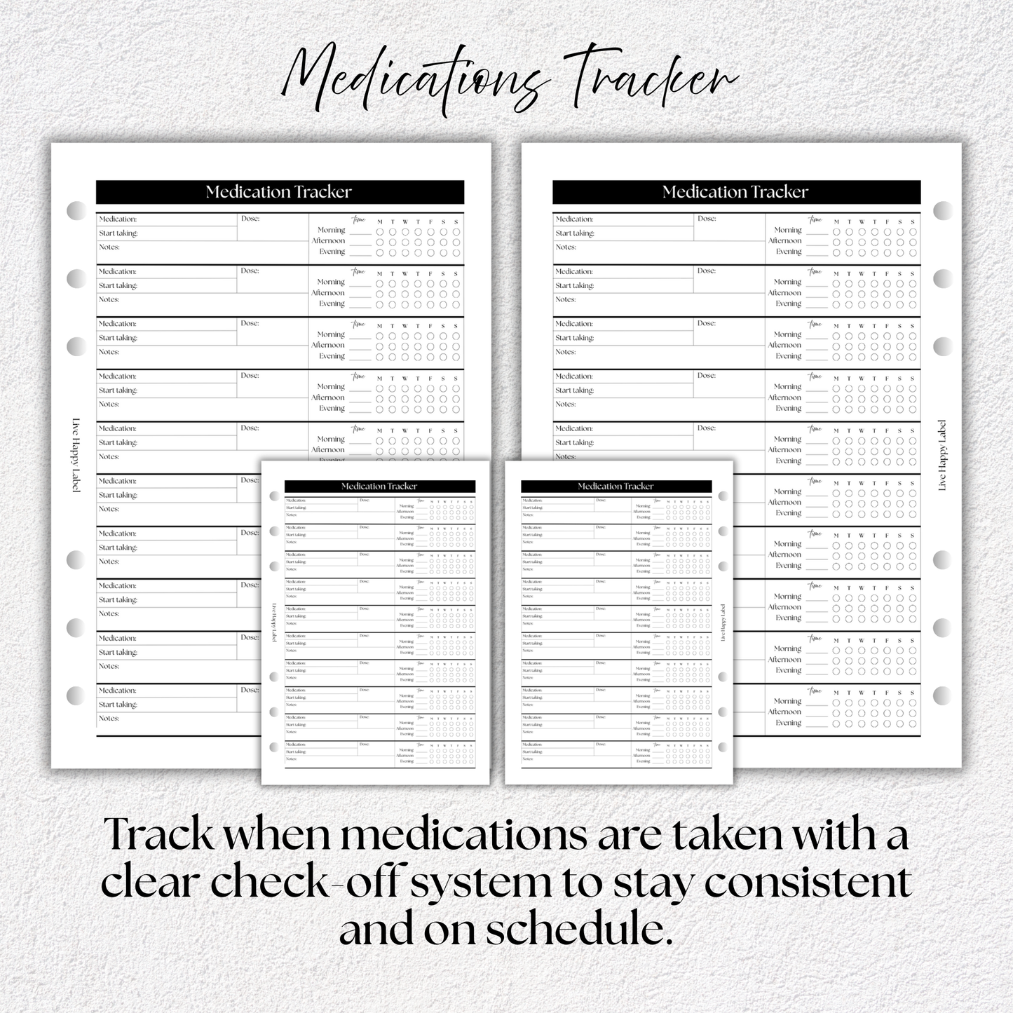 Medications Tracker ~ Medical Planner Inserts | A5, 6-ring Punch
