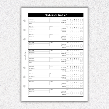 Medications Tracker ~ Medical Planner Inserts | A5, 6-ring Punch
