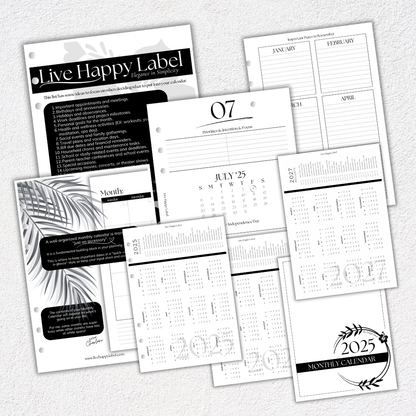 2025/2026 Monthly Calendar Inserts ~ Dated | A5, 6-ring Punch