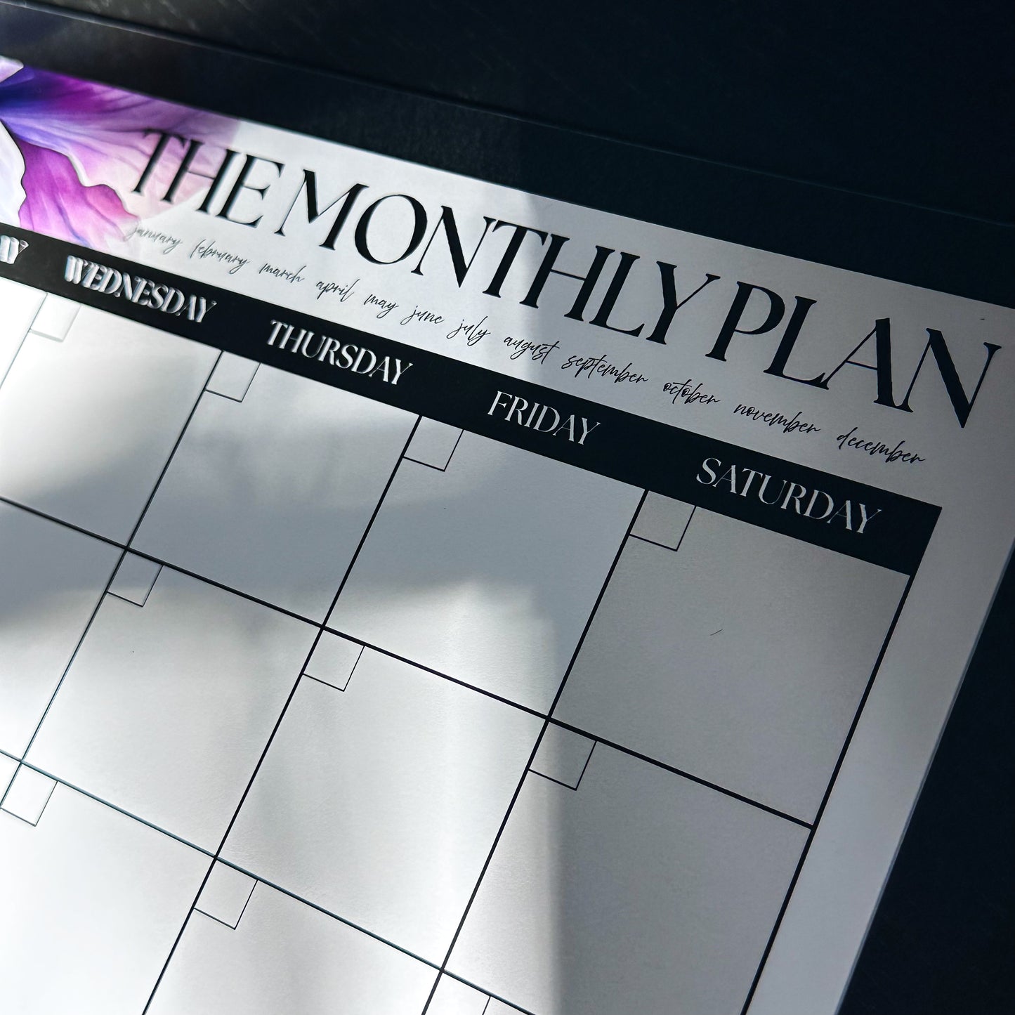 The Monthly Plan – Oversized Monthly Wall, Desk & Fridge Calendar | Midnight Blooms