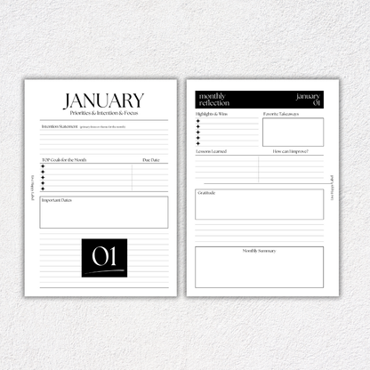 2026 Monthly Calendar Inserts ~ Dated | A5, 6-ring Punch