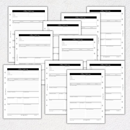 Office Visit Log ~ Medical Planner Inserts | A5, 6-ring Punch