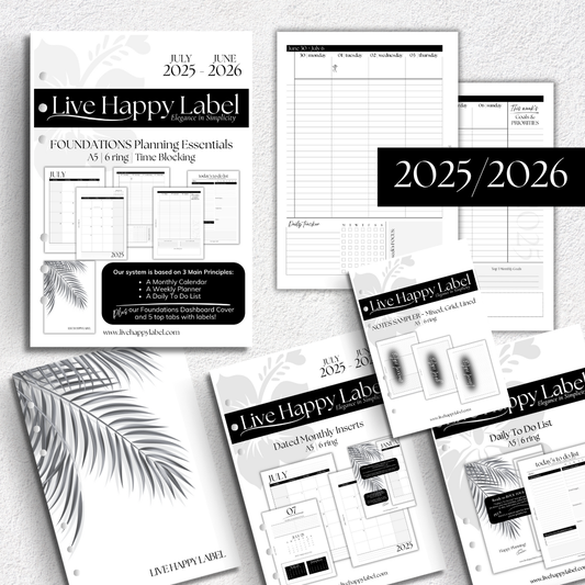 2025/2026 Dated "Time Block" FOUNDATIONS Planning Essentials Bundle | A5, 6-ring Punch