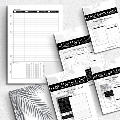 "Undated" Tropical Bloom Planner Set | Time Block Layout | A5, 6-ring