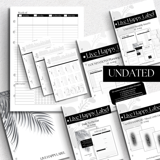 Undated "Time Block" FOUNDATIONS Planning Essentials Bundle | A5, 6-ring Punch