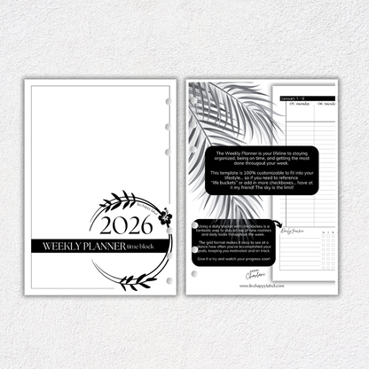 2026 Weekly Planner Inserts ~ Time Blocking Format ~ Dated | A5, 6-ring Punch