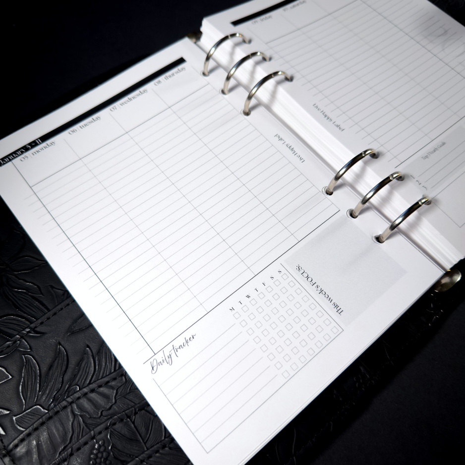 2026 Weekly Planner Inserts ~ Time Blocking Format ~ Dated | A5, 6-ring Punch