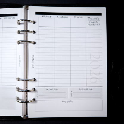 2026 Weekly Planner Inserts ~ Time Blocking Format ~ Dated | A5, 6-ring Punch