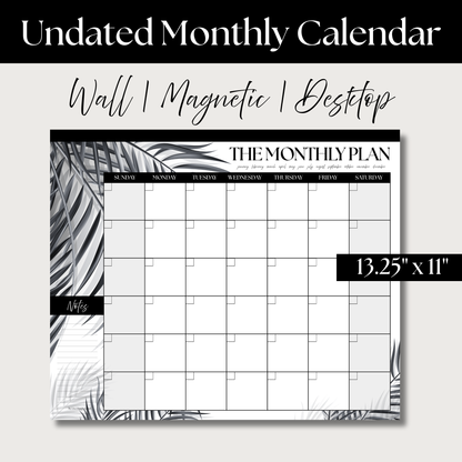 The Monthly Plan – Oversized Monthly Wall, Desk & Fridge Calendar | Tropical Palm