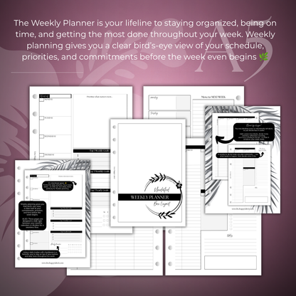 Undated Weekly Planner Inserts ~ Box Format | A5, 6-ring Punch