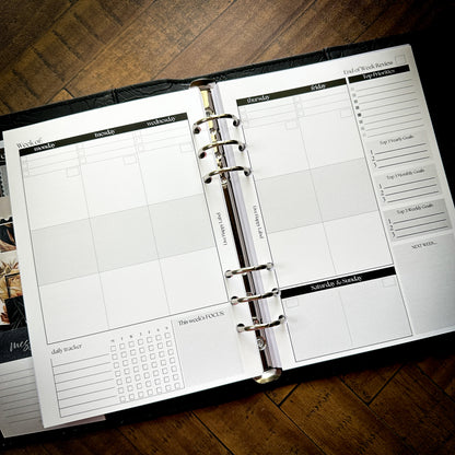 Undated Weekly Planner Inserts ~ Vertical Format | A5, 6-ring Punch