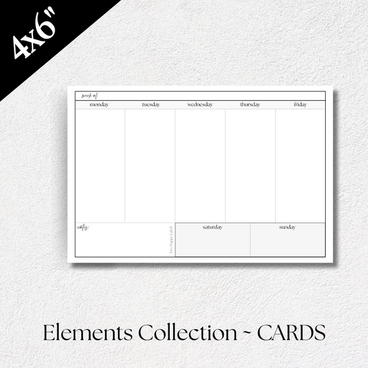 Weekly Planner Cards ~ Elements Collection | 4" x 6"