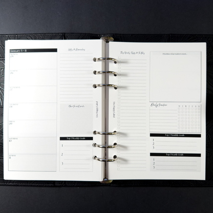 2026 Weekly Planner Inserts ~ Box Layout ~ Dated | A5, 6-ring Punch