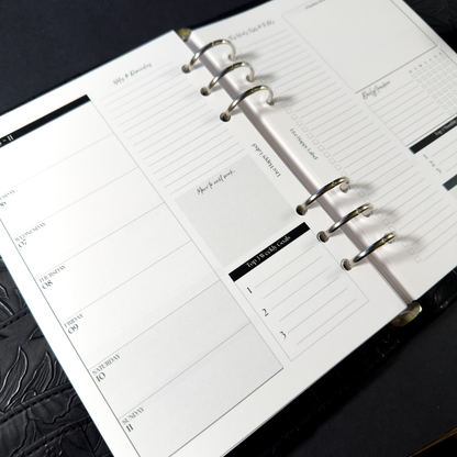 2026 Weekly Planner Inserts ~ Box Layout ~ Dated | A5, 6-ring Punch