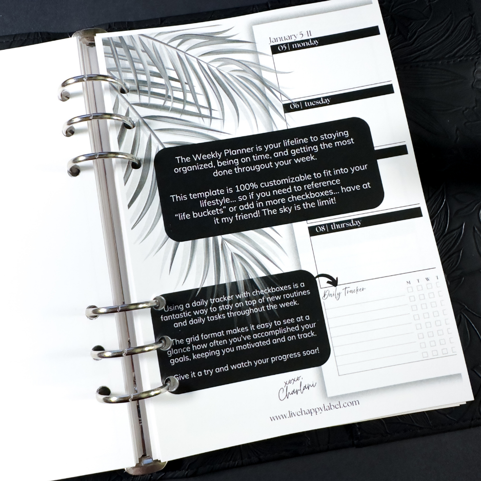 2026 Weekly Planner Inserts ~ Horizontal Layout ~ Dated | A5, 6-ring Punch