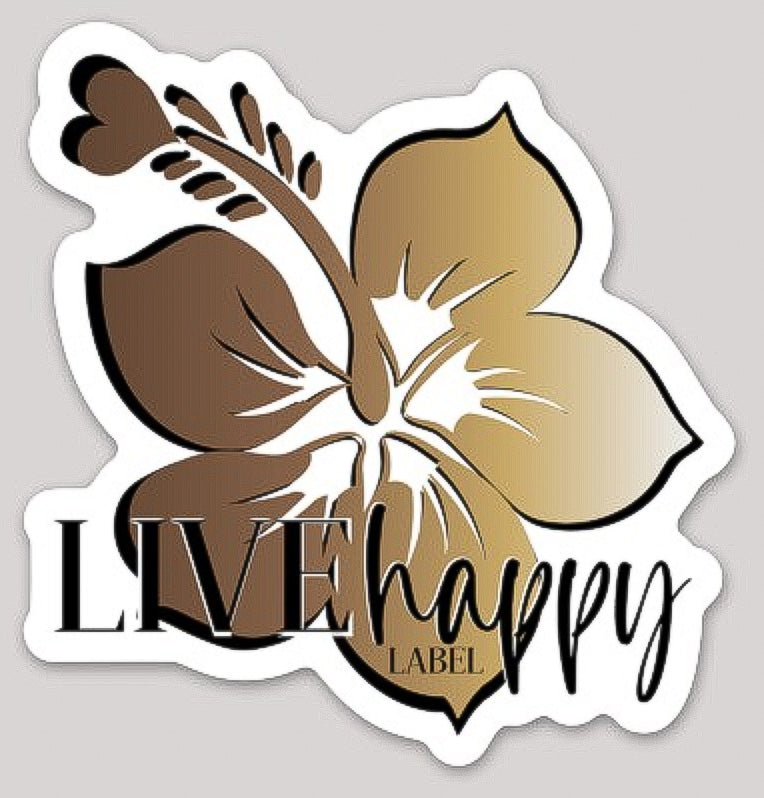 Hibiscus Sticker Gold ~ Official LHL Logo